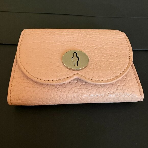 Burberry Women's Chess Blush Pink Leather Compact Tri-fold Wallet - Picture 1 of 12